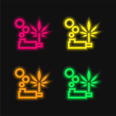 Patlayan Baloncuklar Oyuncak dört renk parlayan neon vektör simgesi