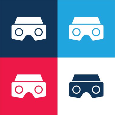 Ar Glasses blue and red four color minimal icon set clipart svg vector 