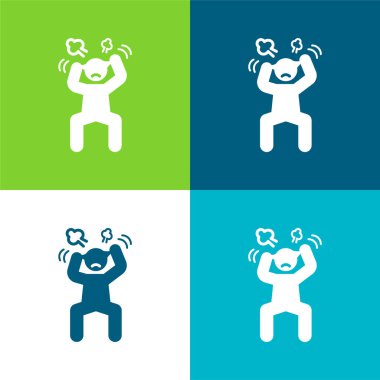 Angry Man Flat four color minimal icon set clipart