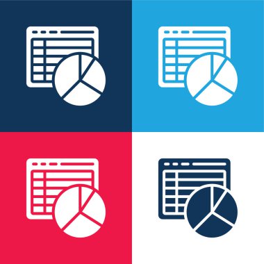Analitik mavi ve kırmızı dört renk minimal simge kümesi