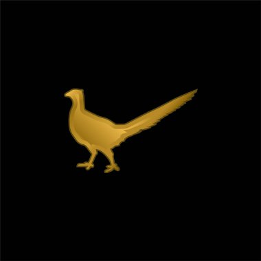 Bird Peasant Animal Shape gold plated metalic icon or logo vector clipart