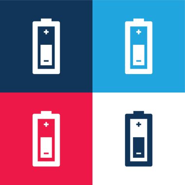Battery blue and red four color minimal icon set clipart