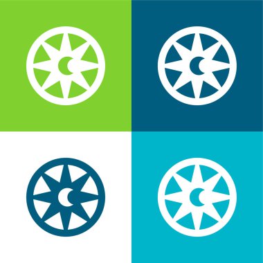 Astroloji Düz 4 renk en küçük simge kümesi