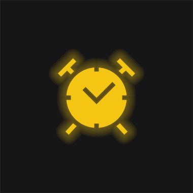 Alarm Saati sarı parlayan neon simgesi