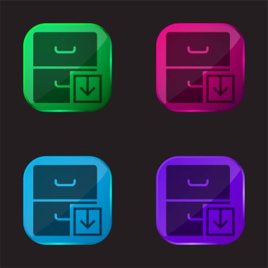 Archive four color glass button icon clipart