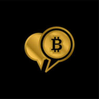 Bitcoin Sembolü Bir Konuşma Baloncuğu Altın kaplama metalik simge veya logo vektörü