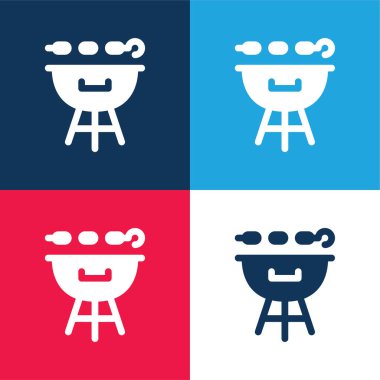 Barbekü Izgara mavi ve kırmızı En az dört renk simgesi