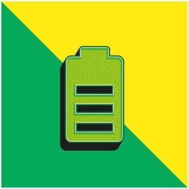 Pil Yeşil ve Sarı modern 3D vektör simgesi logosu