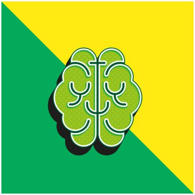 Beyin Yeşili ve Sarı Modern 3D vektör simgesi logosu