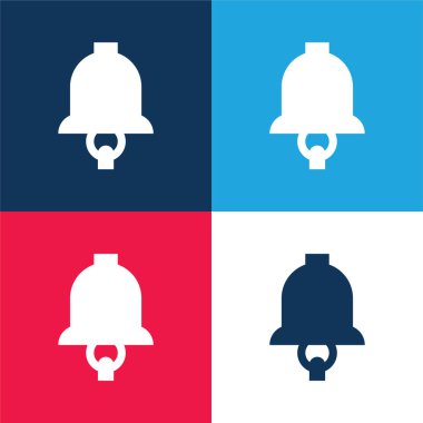 Bell blue and red four color minimal icon set clipart