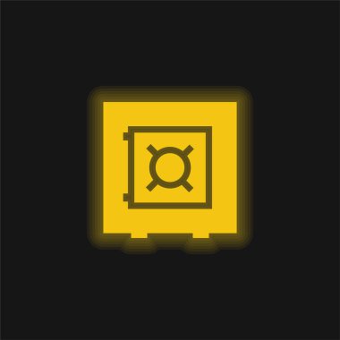 Banka Güvenlik Kutusu Sarı parlak neon simgesi