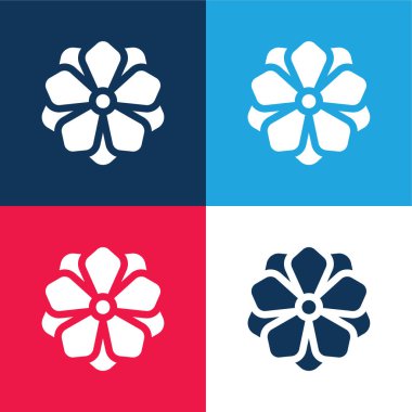 Anemone blue and red four color minimal icon set clipart