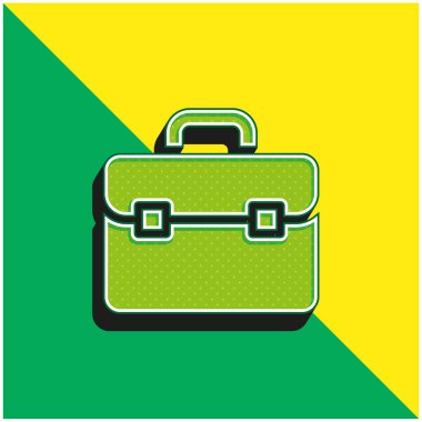 Evrak çantası Yeşil ve sarı modern 3d vektör simgesi logosu