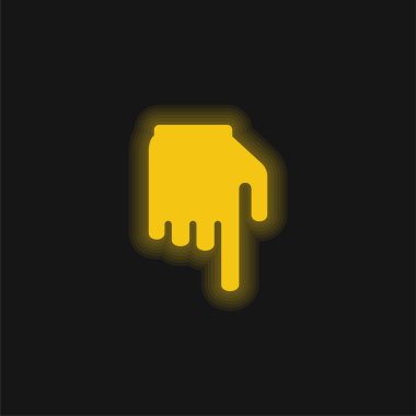 Parmakla işaret eden siyah elli sarı ışıklı neon ikon