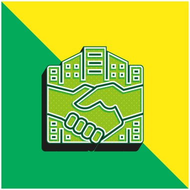 Anlaşma yeşil ve sarı modern 3d vektör simgesi logosu