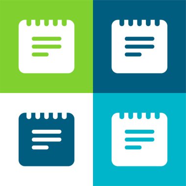 Siyah Notlar Arayüz Kare Sembolü Yay Düz 4 renk simgesi seti