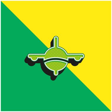 Uçak Yeşil ve Sarı Modern 3D vektör simgesi logosu