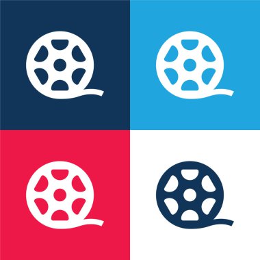 Büyük Film Yuvarlak mavi ve kırmızı dört renk en küçük simge seti
