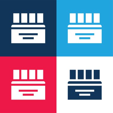 Ampul mavi ve kırmızı dört renk minimal simge kümesi