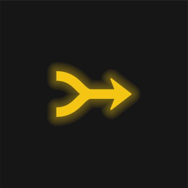 Arrows Merge Pointing To Right yellow glowing neon icon clipart