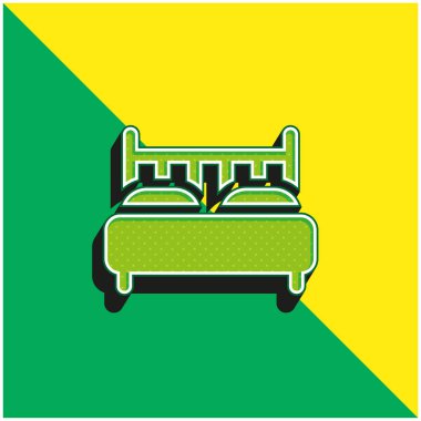 Yatak Yeşil ve Sarı Modern 3D vektör simgesi logosu
