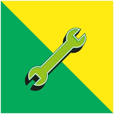 Ayarlanabilir Wrench Green ve sarı 3D vektör simgesi logosu