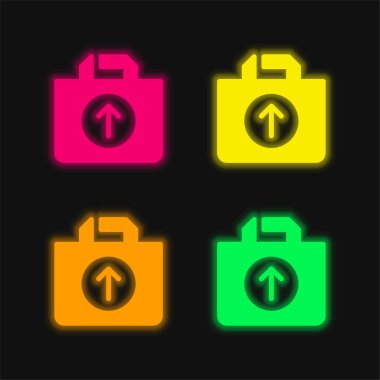 Dört renkli parlak neon vektör simgesi