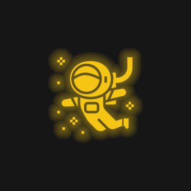 Astronot sarı parlak neon simgesi