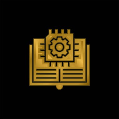 Yapay zeka altın kaplama metalik simge veya logo vektörü
