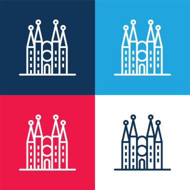 Barcelona blue and red four color minimal icon set clipart