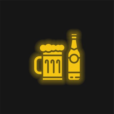 Bira sarısı parlak neon simgesi