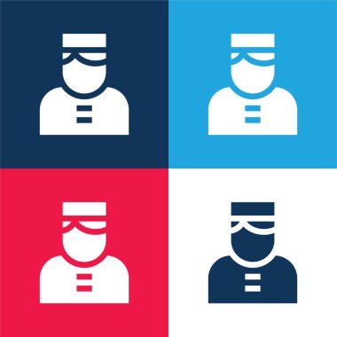 Bellboy blue and red four color minimal icon set clipart
