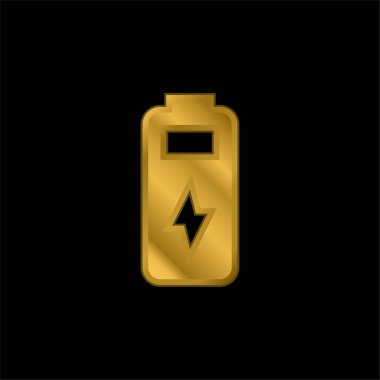 Pil altın kaplamalı metalik simge veya logo vektörü