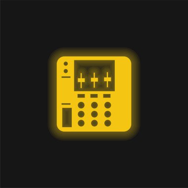 Audio Equalizer Device yellow glowing neon icon clipart