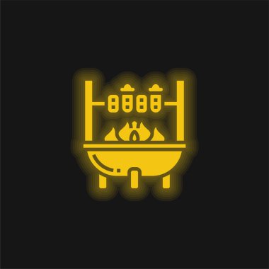 Barbekü sarı parlayan neon simgesi