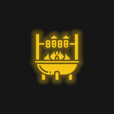 Barbecue yellow glowing neon icon clipart