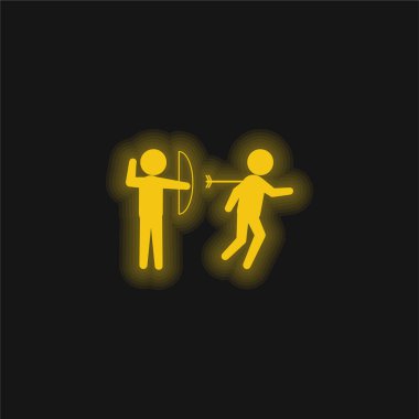 Okçu, sarı parlak neon bir ikon okla sırtı için bir insanı yaraladı.