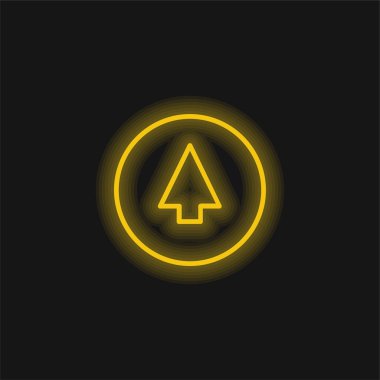 Oklar Yukarı Çember Üzerinde Sarı Parlak Neon simgesi