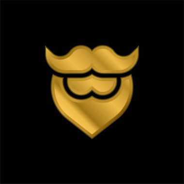 Sakallı altın kaplama metalik simge veya logo vektörü