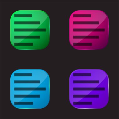 Çubuk Çizelgesi dört renkli cam düğme simgesi