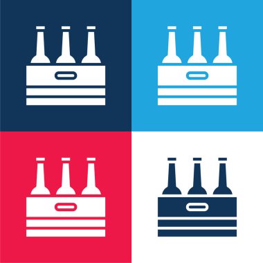 Beer blue and red four color minimal icon set clipart