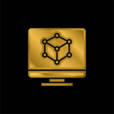 3d Altın kaplama metalik simge veya logo vektörü