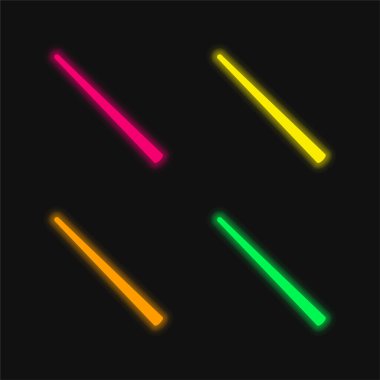 Bilardo dört renk parlayan neon vektör simgesi