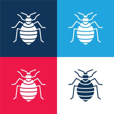 Bed Bug mavi ve kırmızı dört renk en az simge kümesi