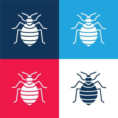 Bed Bug blue and red four color minimal icon set clipart
