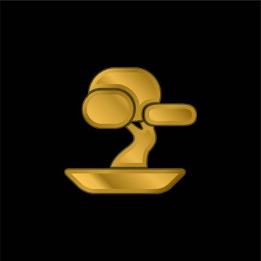 Bonsai Ağacı altın kaplama metalik simge veya logo vektörü