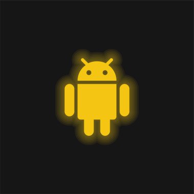 Android sarı parlak neon simgesi