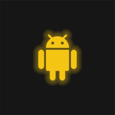 Android sarı parlak neon simgesi