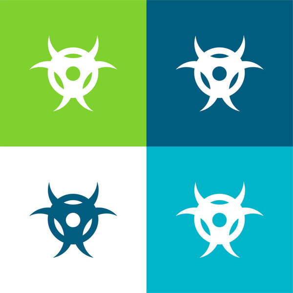 Биологическая опасность Плоский четырехцветный минимальный набор значков
