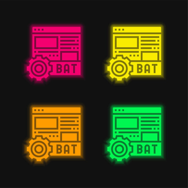 Batch four color glowing neon vector icon